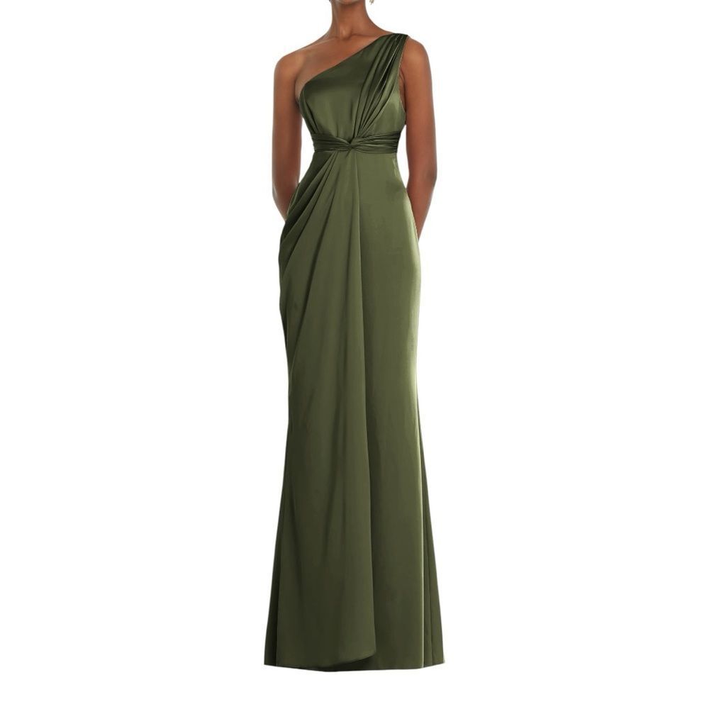 Elegant One-Shoulder Green Dress